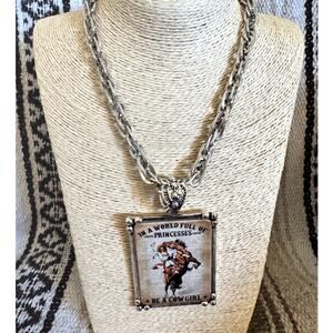 Cowgirl Statement Necklace Be a Cowgirl Western Silver Chain Pendant